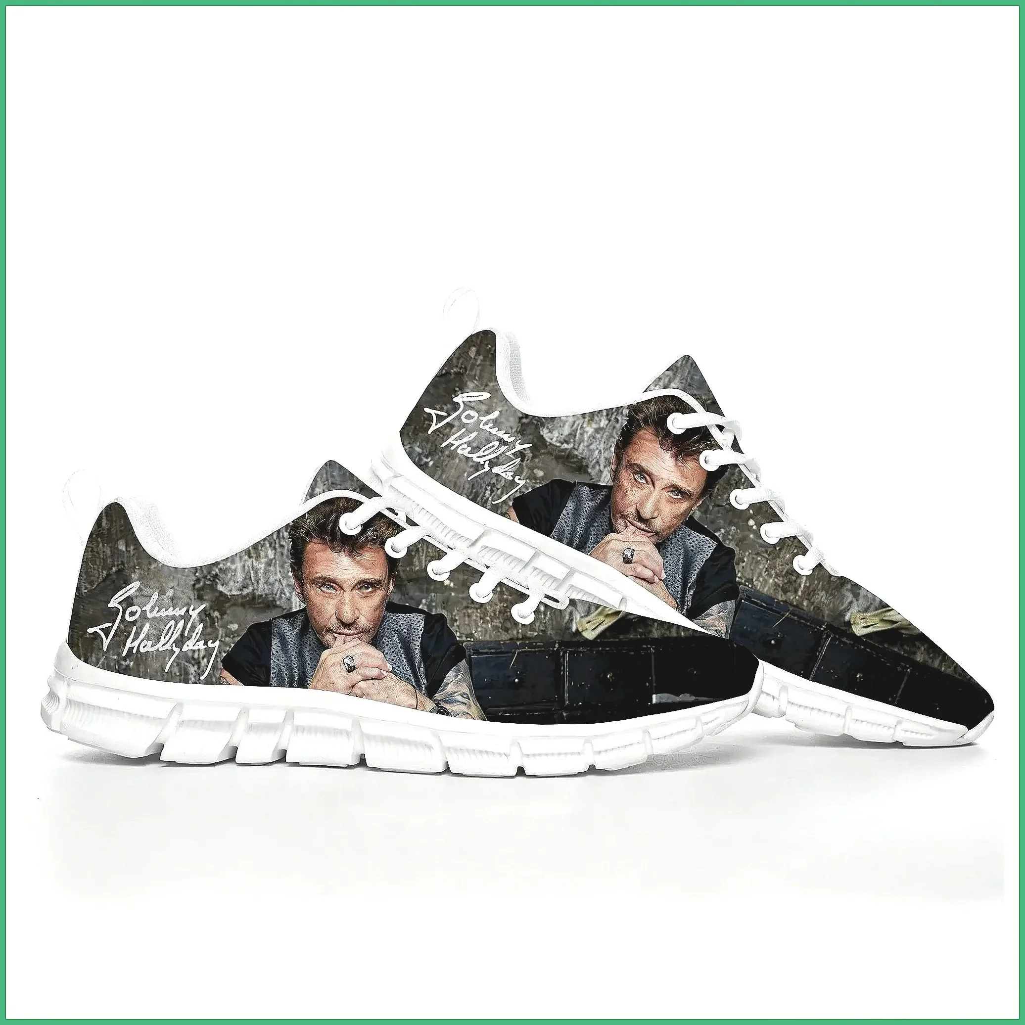 Kids Shoes Women - Johnny Hallyday Custom White Sneakers for