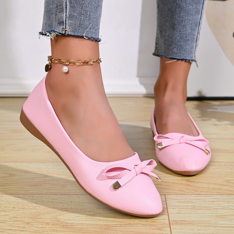 Women Shoes Wedges - Bow Shallow Mouth Soft Sole Comfortable
