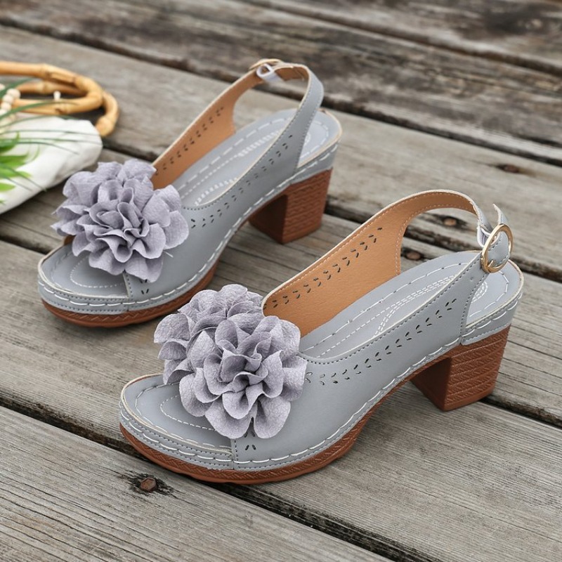 Vintage Flower Decorate Peep T - Peep Toe Heels review and price