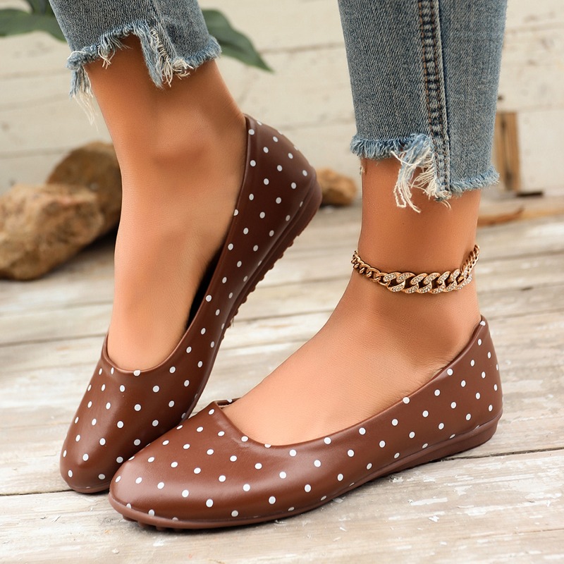 Ladies White Polka Dot Flats R - Women Shoes Wedges review and price