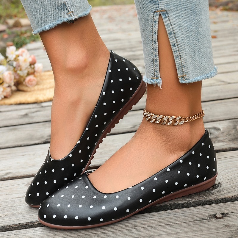 Ladies White Polka Dot Flats R - Women Shoes Wedges review and price