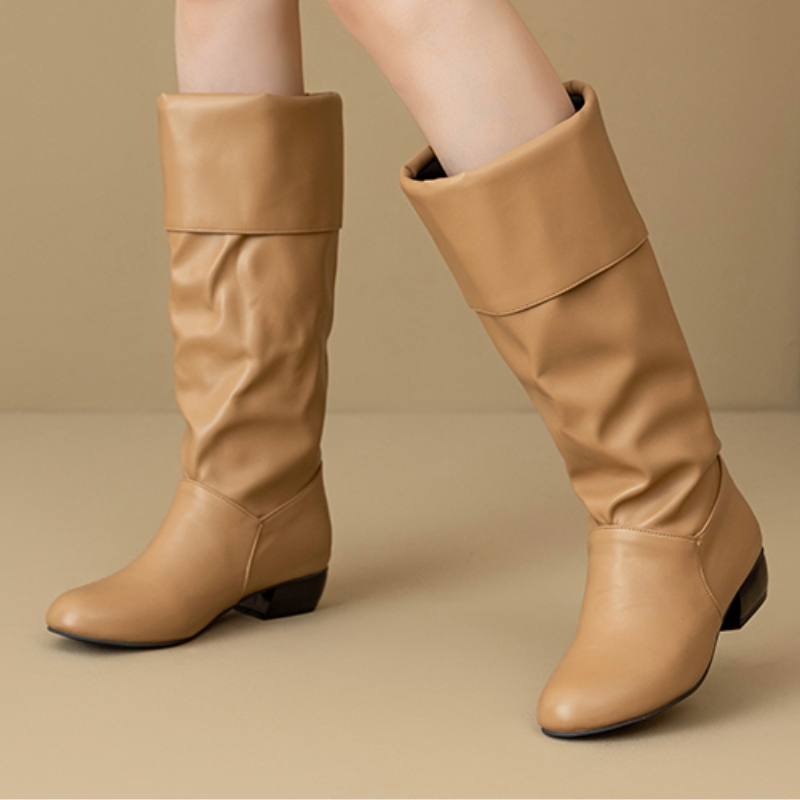 Slip on Knee High Boots Pleate - Women Shoes Waterproof review and price