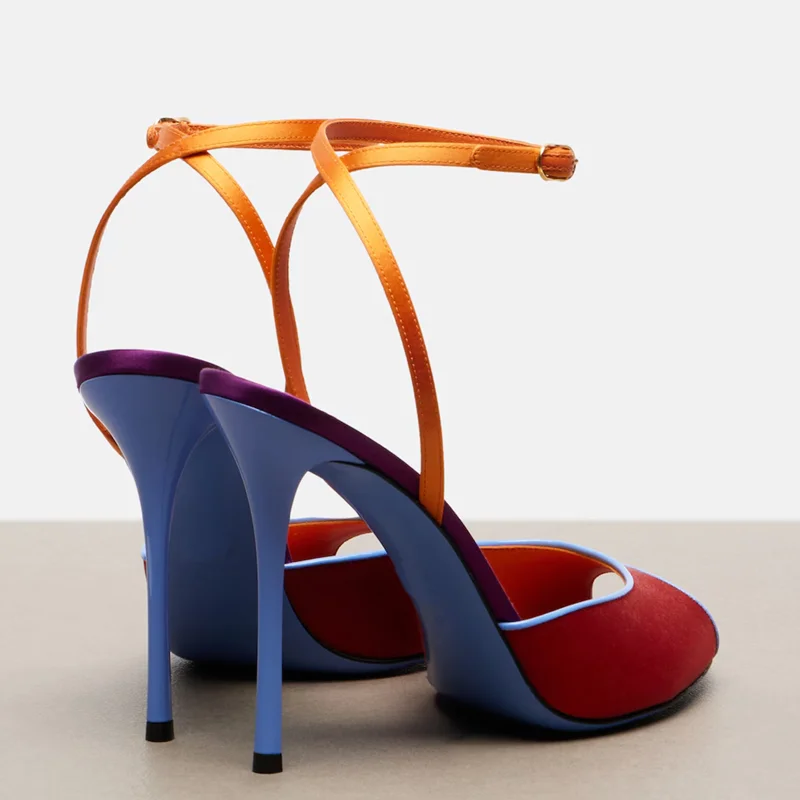 Satin Mixed Colors Peep Toe Sa - Peep Toe Heels review and price