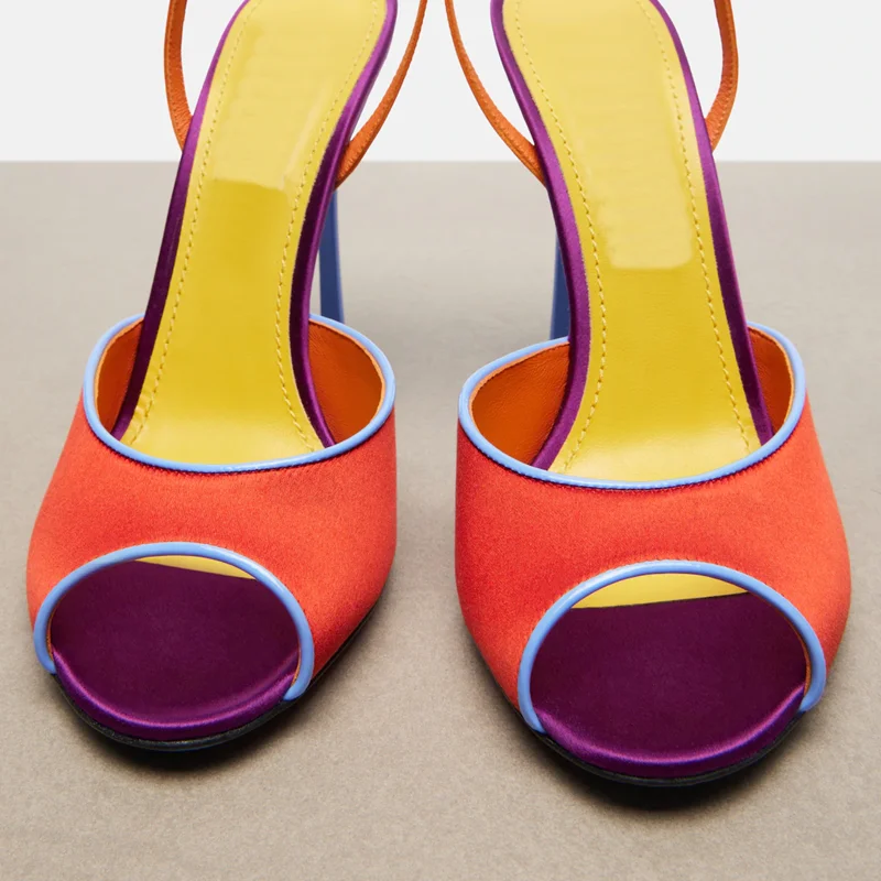 Satin Mixed Colors Peep Toe Sa - Peep Toe Heels review and price