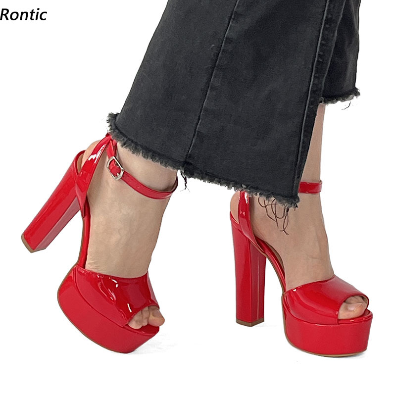 Rontic Handmade Women Platform - Peep Toe Heels review and price