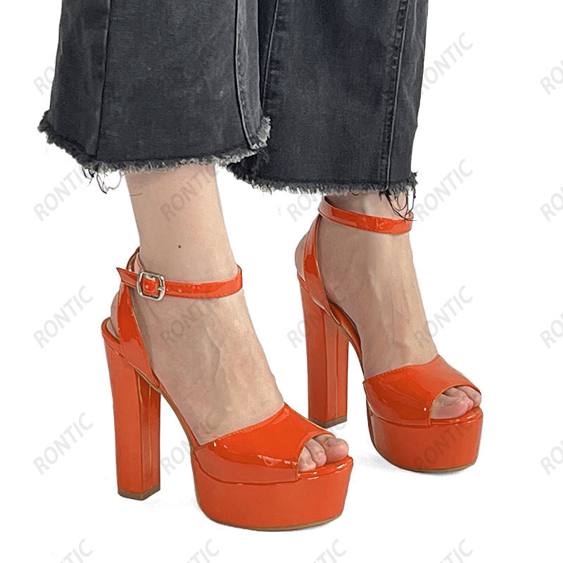 Rontic Handmade Women Platform - Peep Toe Heels review and price