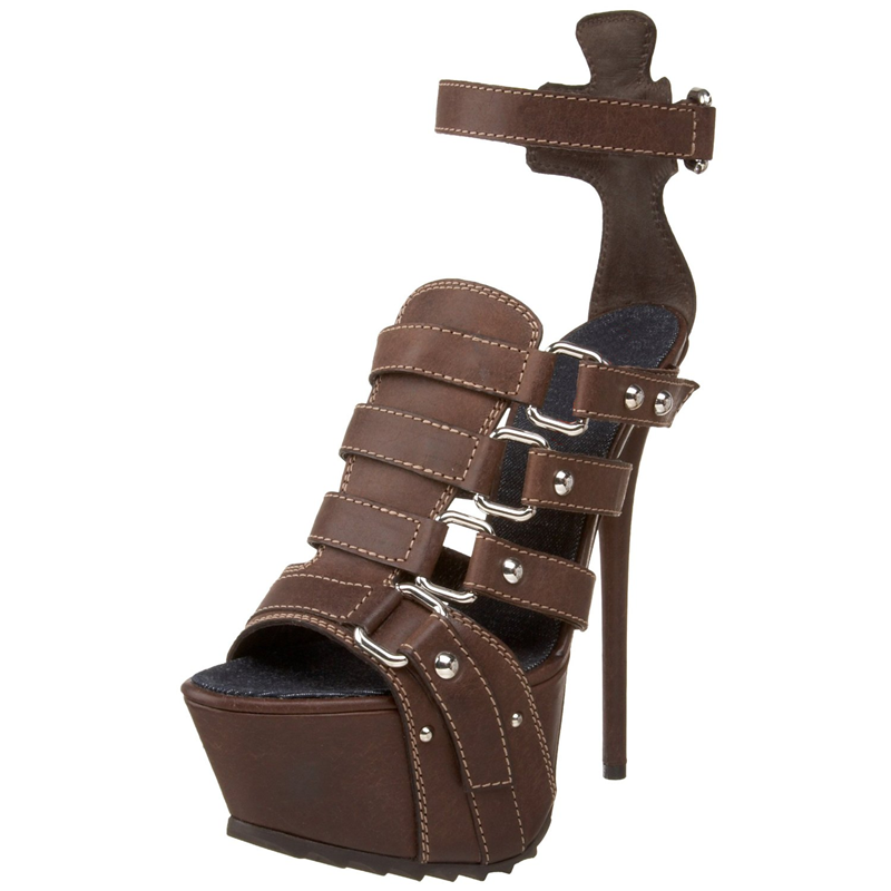Plaftorm Metal Rivet Buckle St - Peep Toe Heels review and price