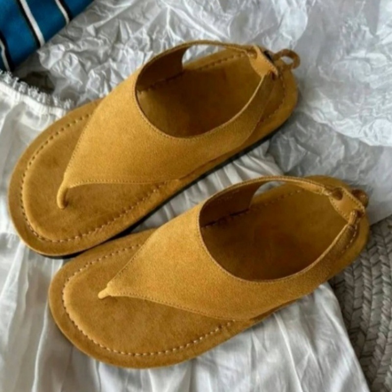 Korean Minimalist Suede Slingb - Thong Flat Sandal review and price