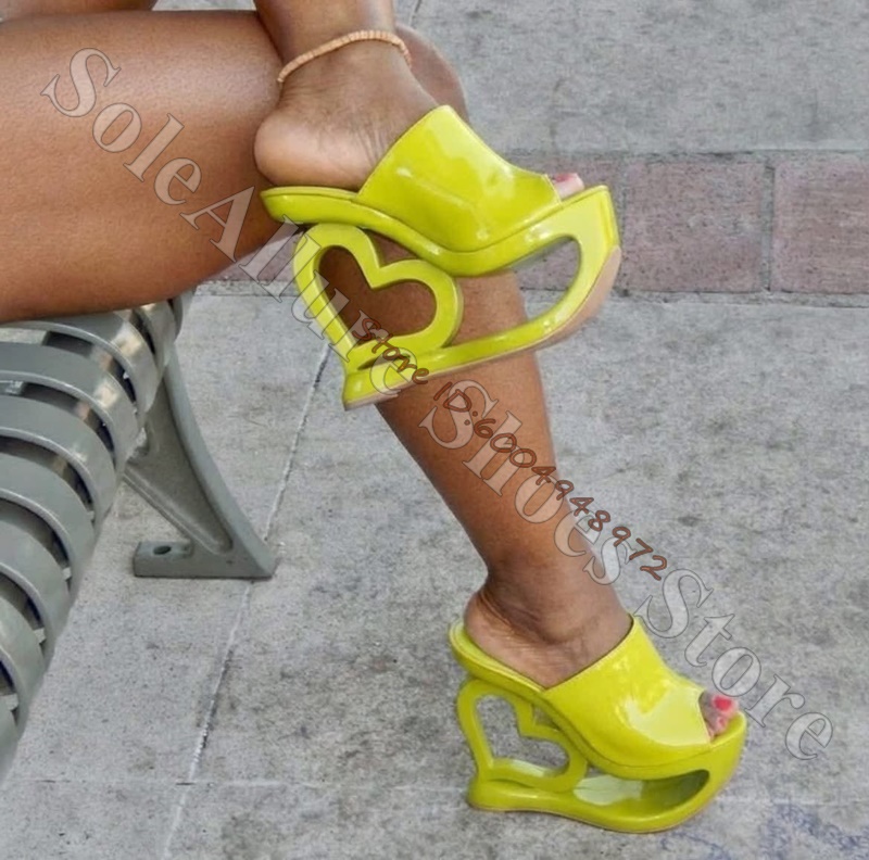 Patent Leather Heart Hollow Sc - Peep Toe Heels review and price