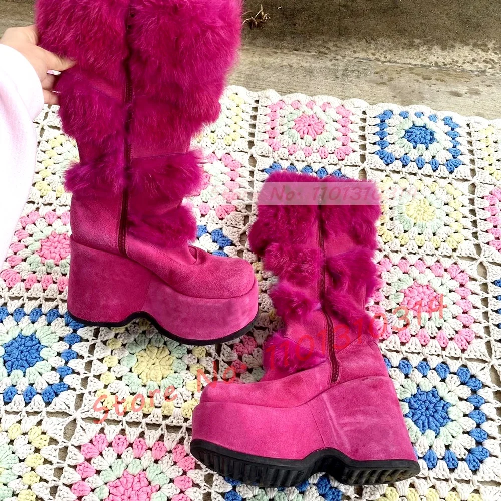 Hot Pink Thick-sole Furry Knee - Kids Shoes Women review and price