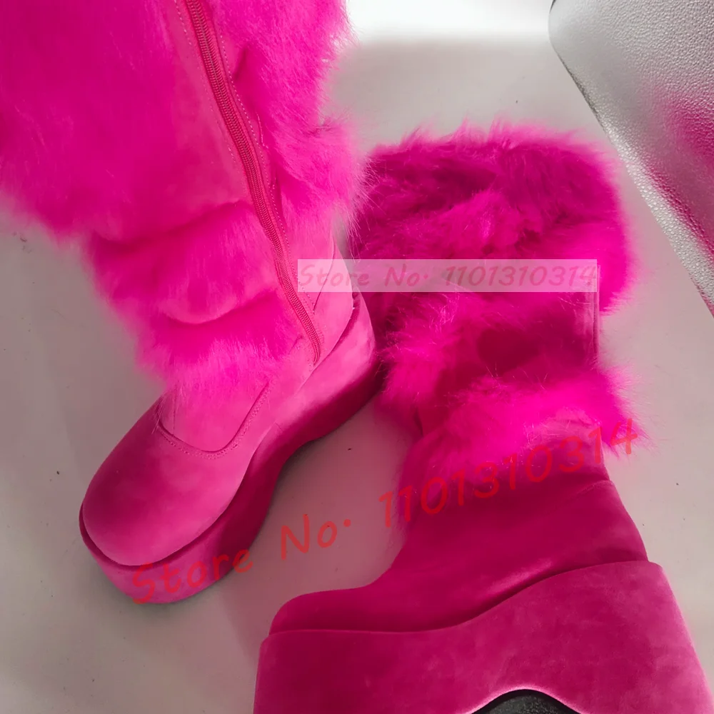 Hot Pink Thick-sole Furry Knee - Kids Shoes Women review and price