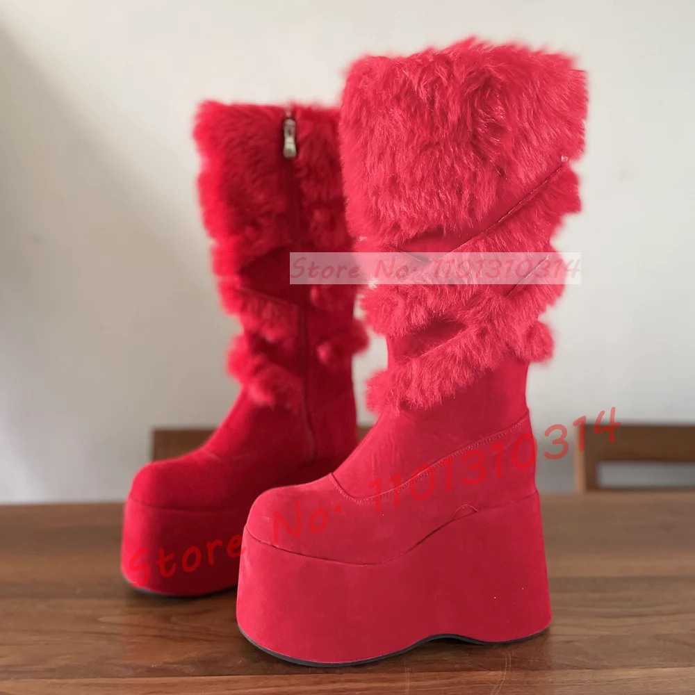 Hot Pink Thick-sole Furry Knee - Kids Shoes Women review and price